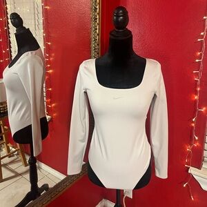 Nike Women's White Long Sleeve Bodysuit